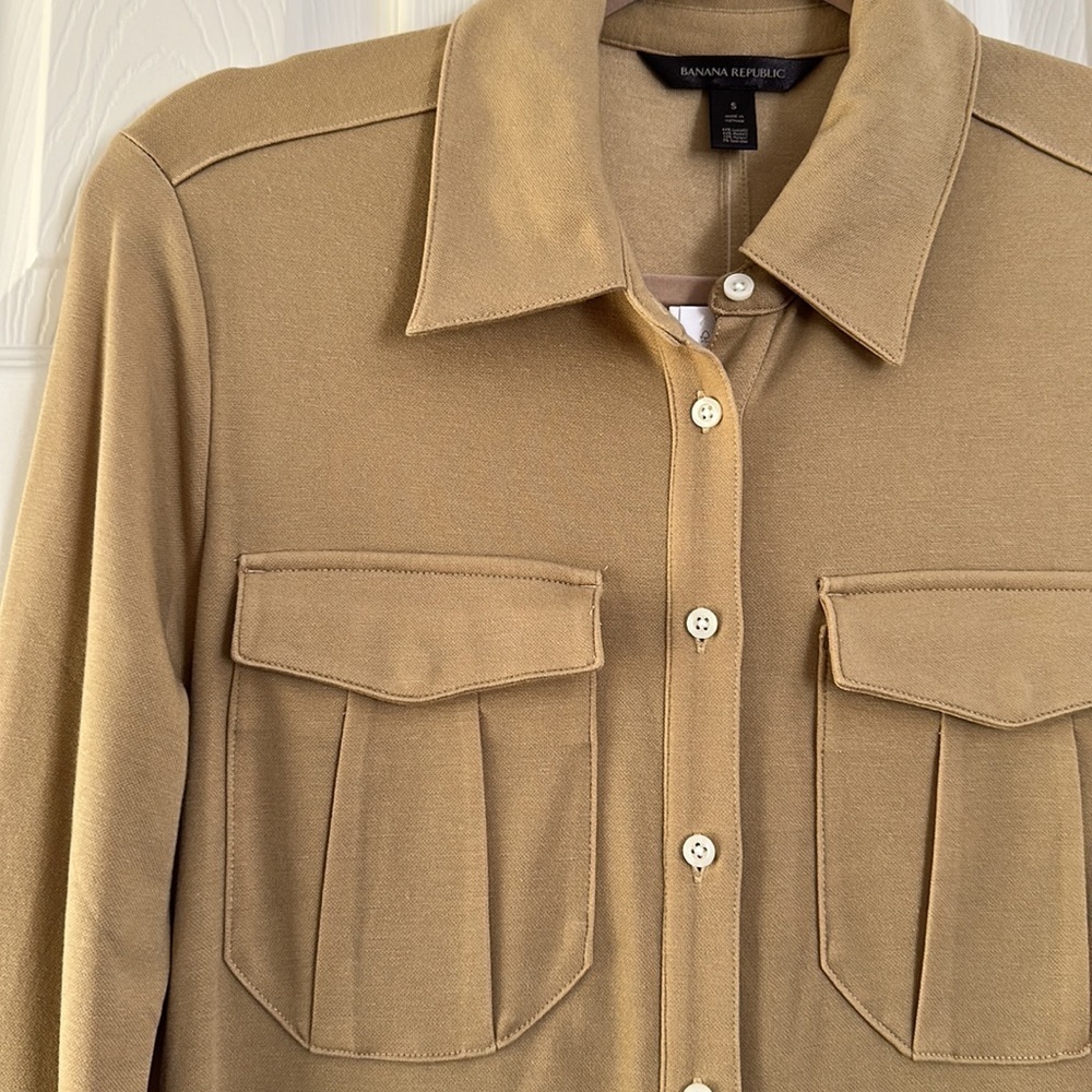 Banana Republic Tan Button-Front Midi Polo Shirt Dress Alegre - Picture 5 of 11